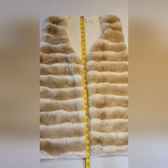 Calvin Klein Women's Cream Tan Faux Fur Longline Duster Vest Women's Large - Picture 13 of 13